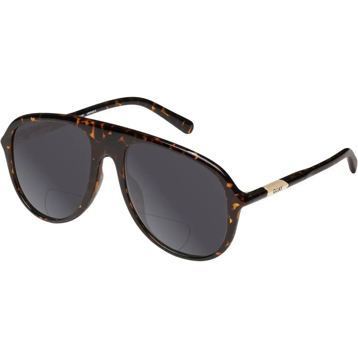 Quay Chart Topper Mens Pilot Polarized Bi-focal Sunglasses in Dark Brown Tortois Grey by QUAY
