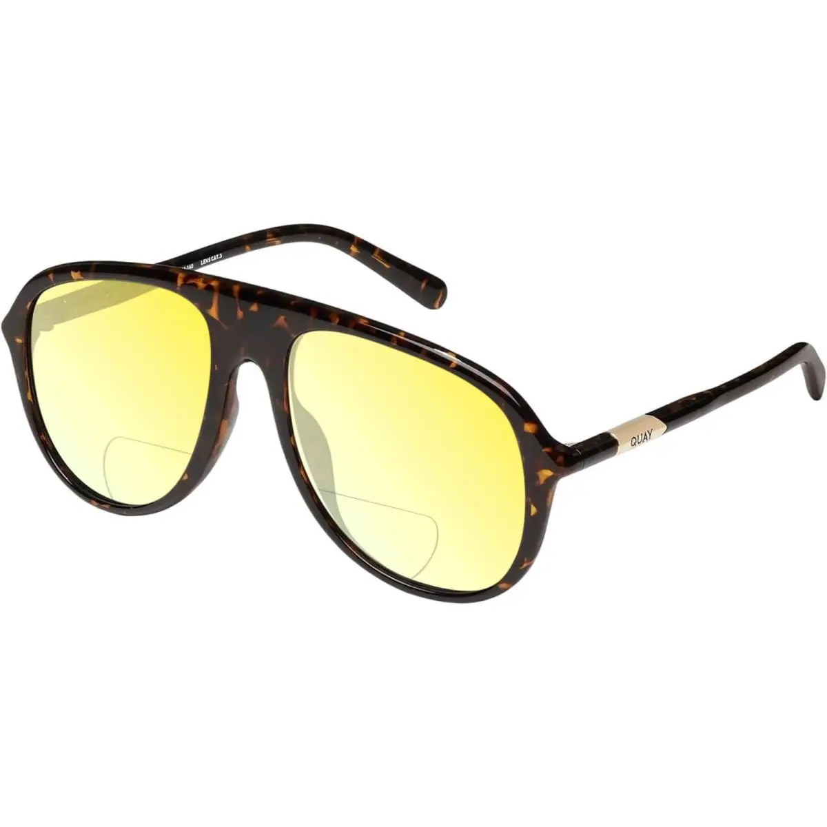 Quay Chart Topper Mens Pilot Polarized Bi-focal Sunglasses in Dark Brown Tortois Yellow by QUAY