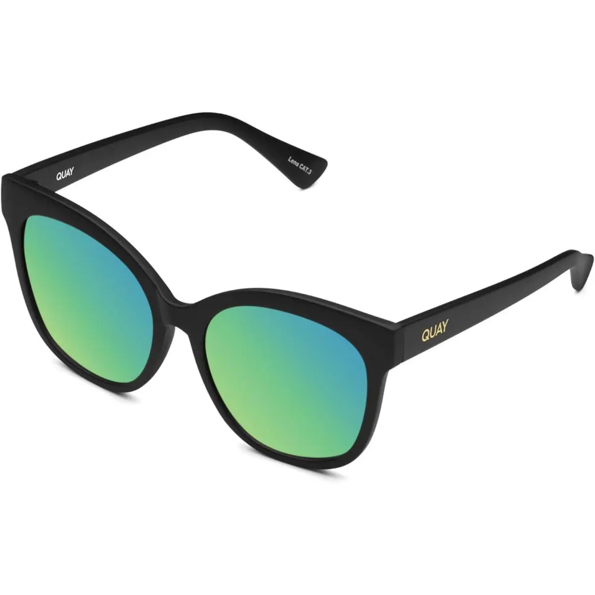 Quay It`s My Way Women`s Cat Eye Polarized Sunglasses Matte Black 59mm 10 Option Green Mirror Polar by QUAY