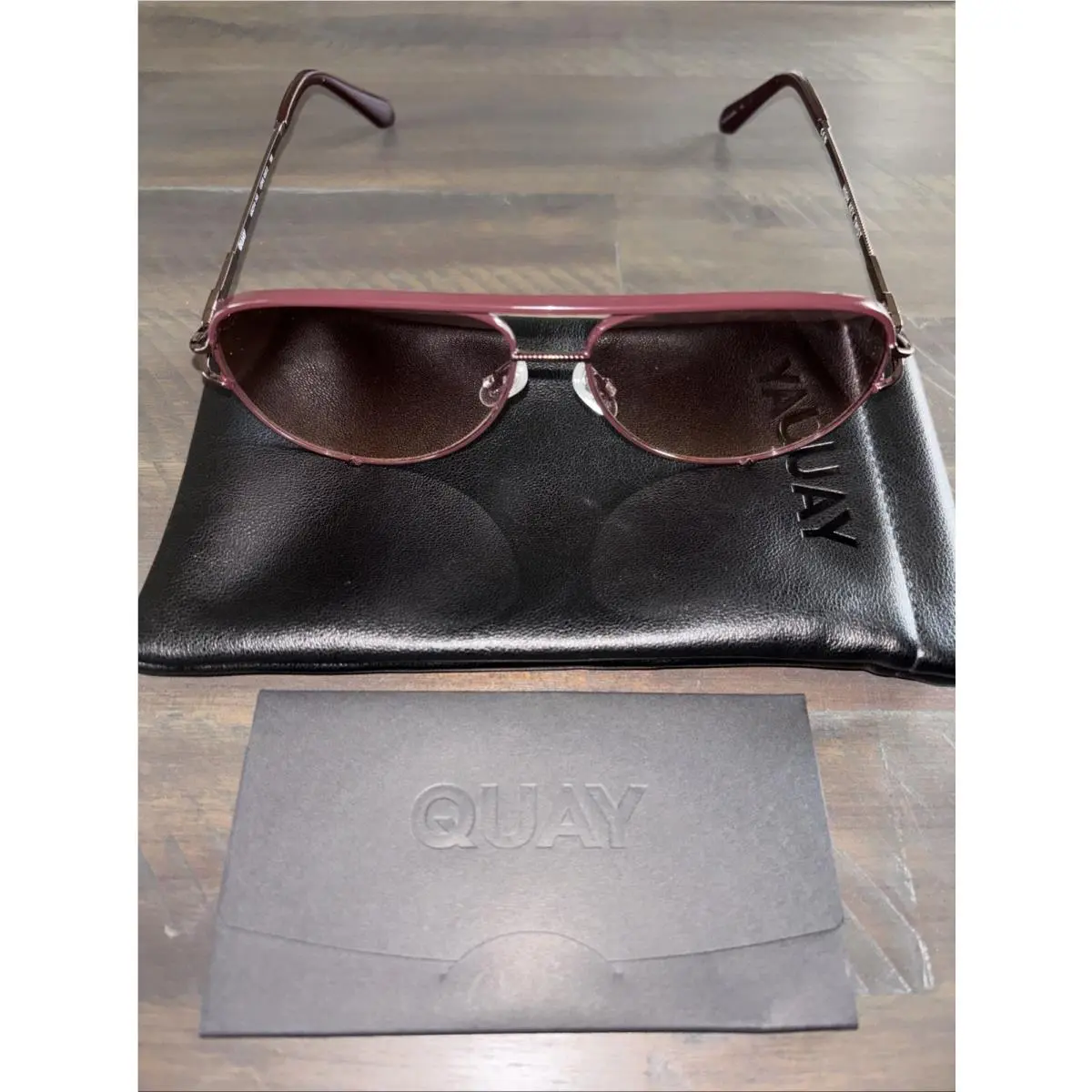 Quay Sunglasses High Key Twist Brown Aviator W/ Bag and Cloth