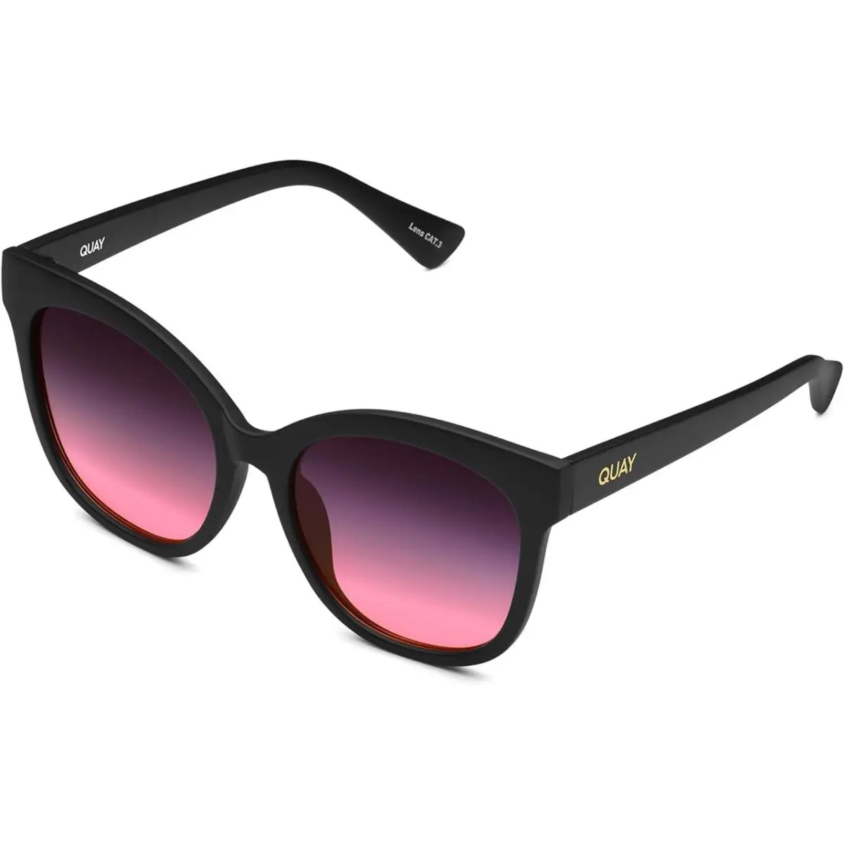 Quay Australia It`s My Way Cateye Sunglasses in Matte Black/black Pink Fade 59mm