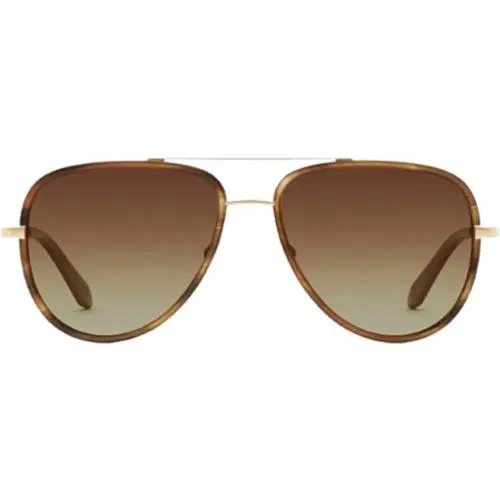 Quay Australia All In Mini Unisex Pilot Sunglasses in Gold Tortoise/brown 56 mm