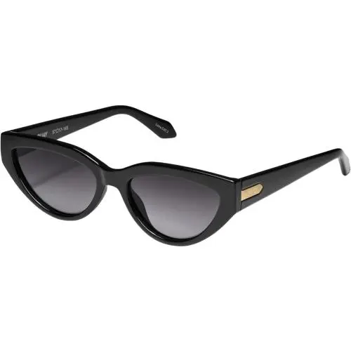 Quay Australia Narrow Down Women`s Cat Eye Sunglasses in Gloss Black/black 57 mm