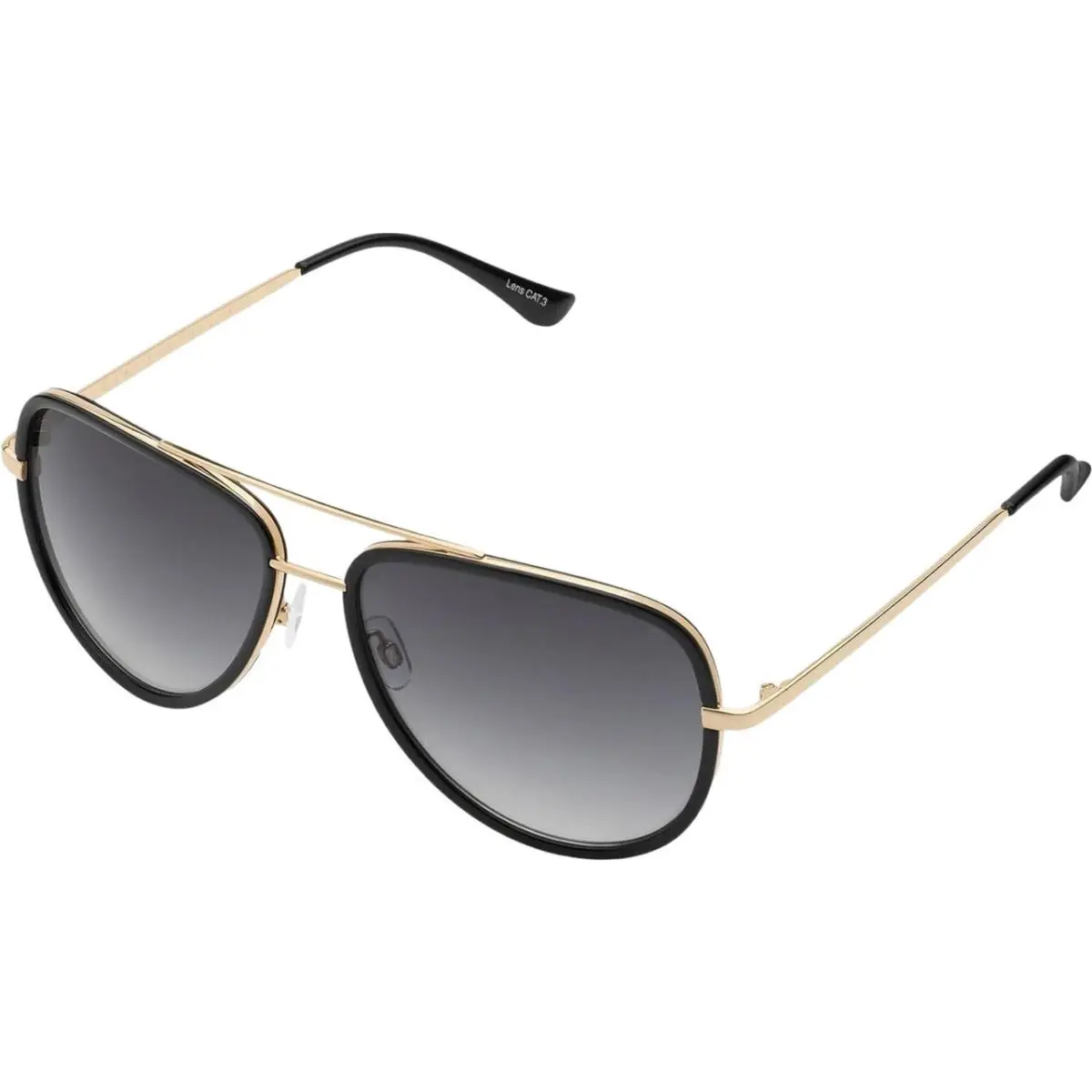 Quay Australia All In Unisex Pilot Designer Sunglasses Black Gold/smoke Grey 61m