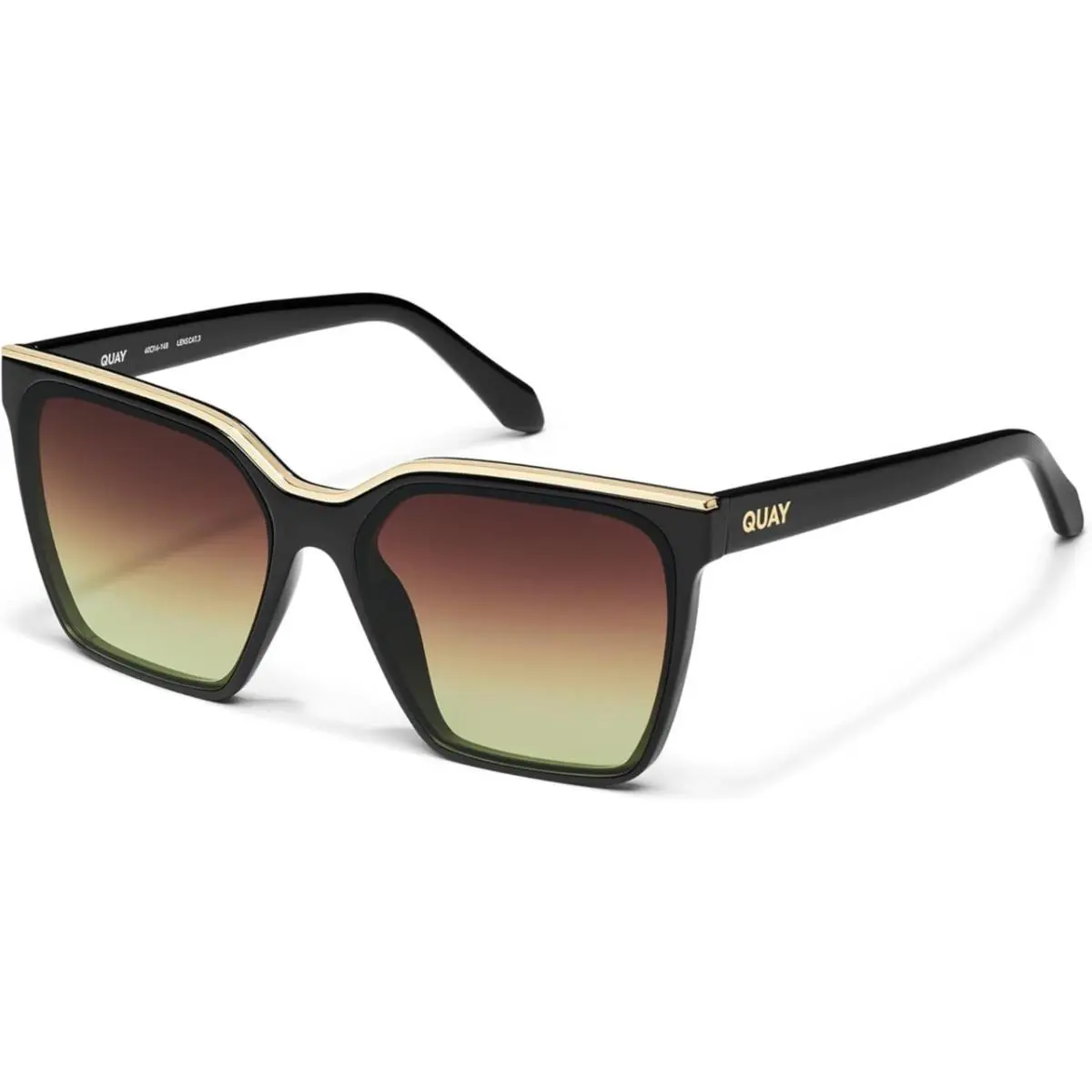 Quay Australia Level Up Womens Square Designer Sunglasses Matte Black/brown 60mm