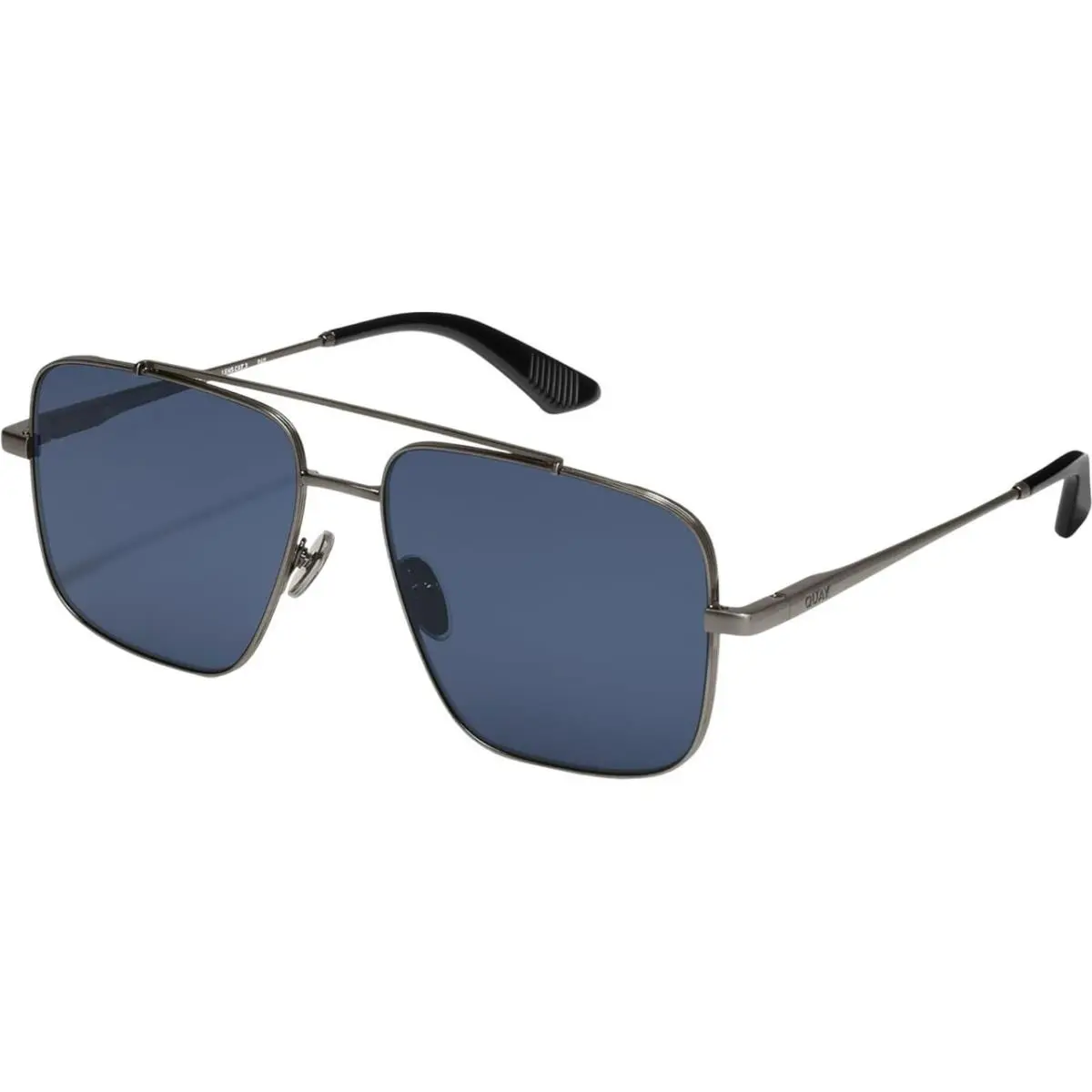 Quay Australia Level Out Unisex Square Sunglasses Gunmetal Silver/navy Blue 60mm