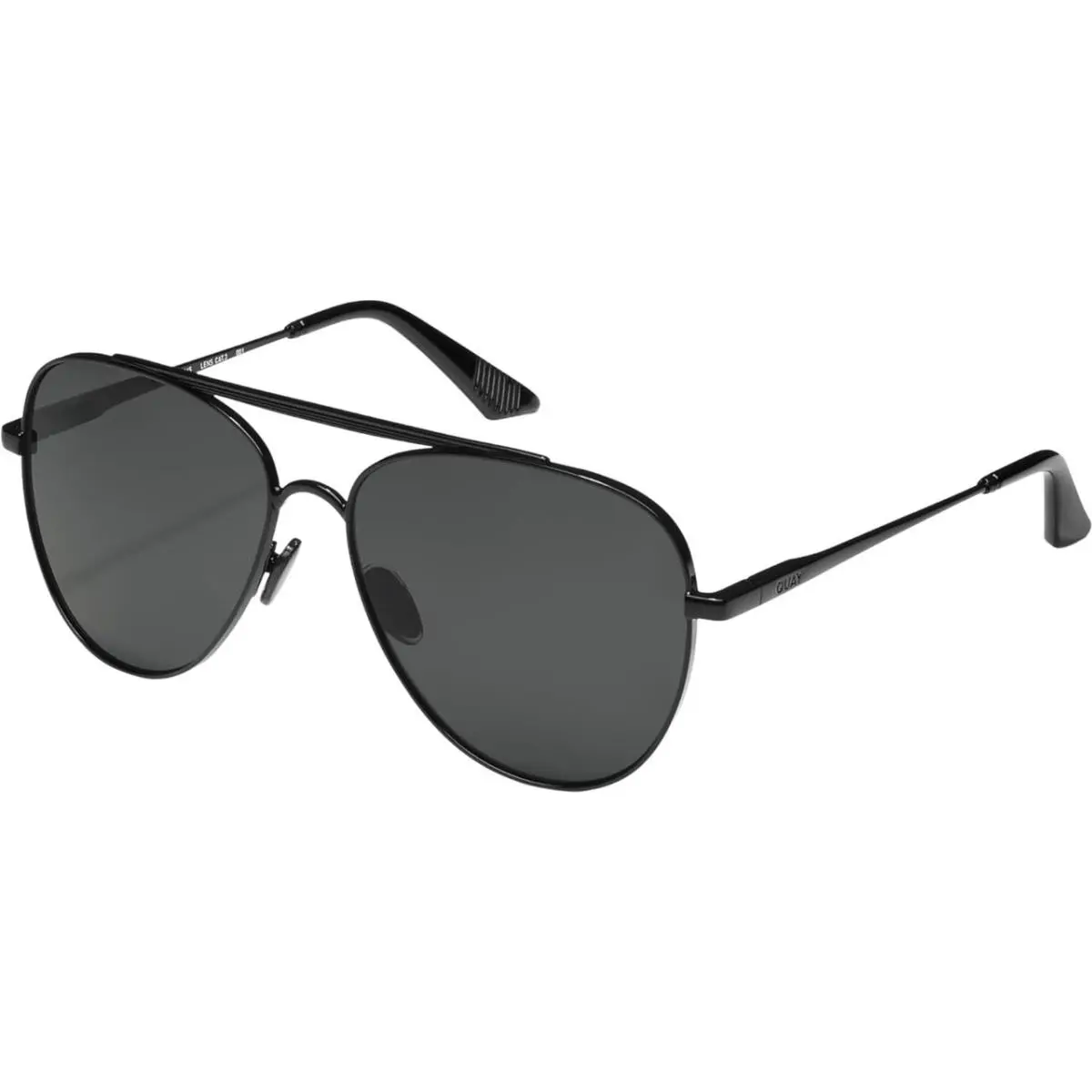 Quay Australia Free Fall Unisex Pilot Sunglasses in Gloss Black/smoke Grey 60 mm