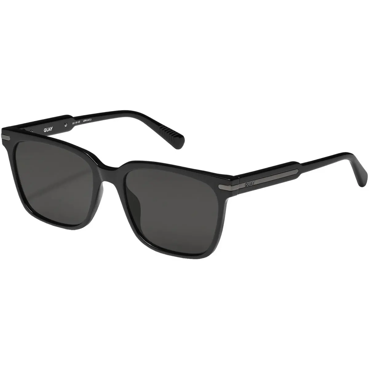 Quay Recap Black Square Sunglasses w/ 5-Barrel Steel Hinges NO NS 2402 Blkblkpol - Frame: Black, Lens: Black