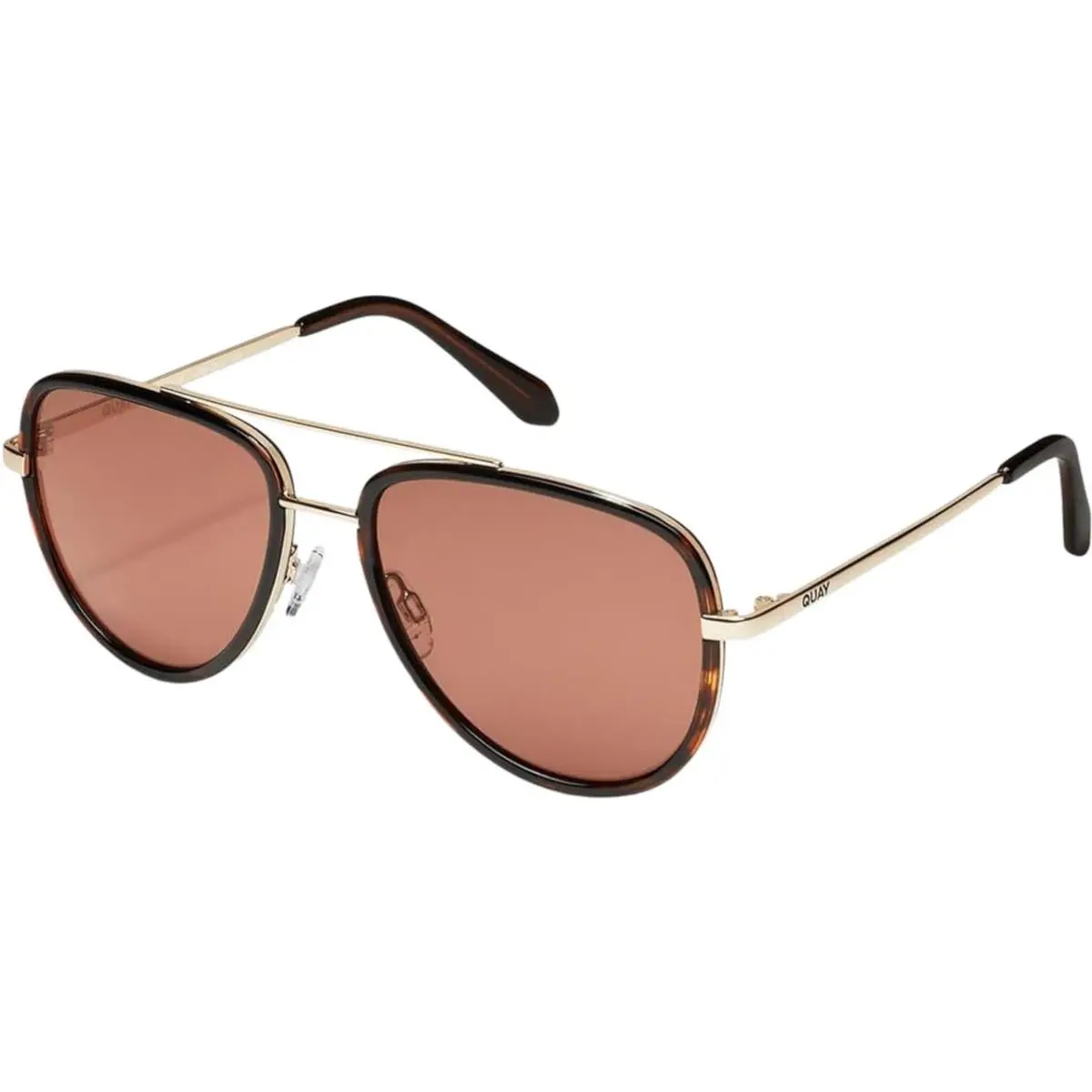 Quay Australia All In Medium Pilot Sunglasses in Dark Brown Tortoise/brown 56 mm