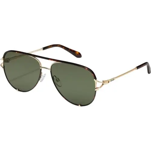 Quay Australia High Key Twist Pilot Sunglasses in Dark Brown Tortoise/green 60mm