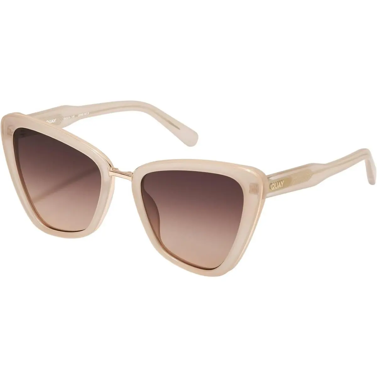 Quay Australia All Talk Womens Cat Eye Designer Sunglasses Bone White/brown 58mm