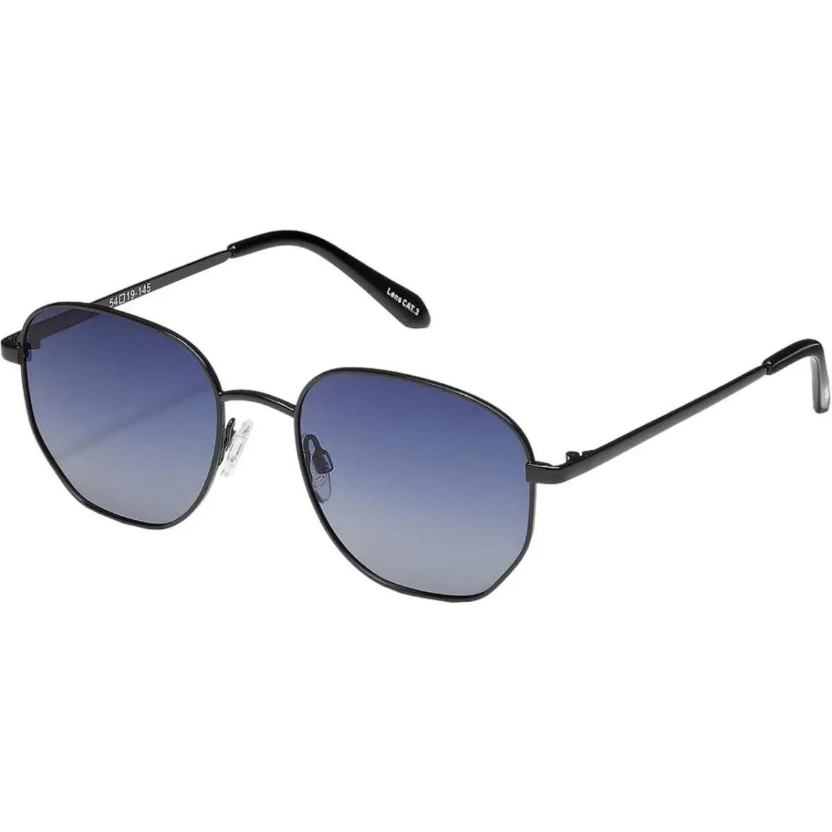 Quay Australia Big Time Unisex Hexagonal Sunglasses Shiny Black/navy Blue 54 mm