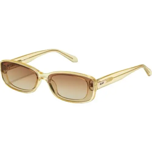 Quay Australia Vibe Check Womens Square Designer Sunglasses in Yellow/brown 62mm