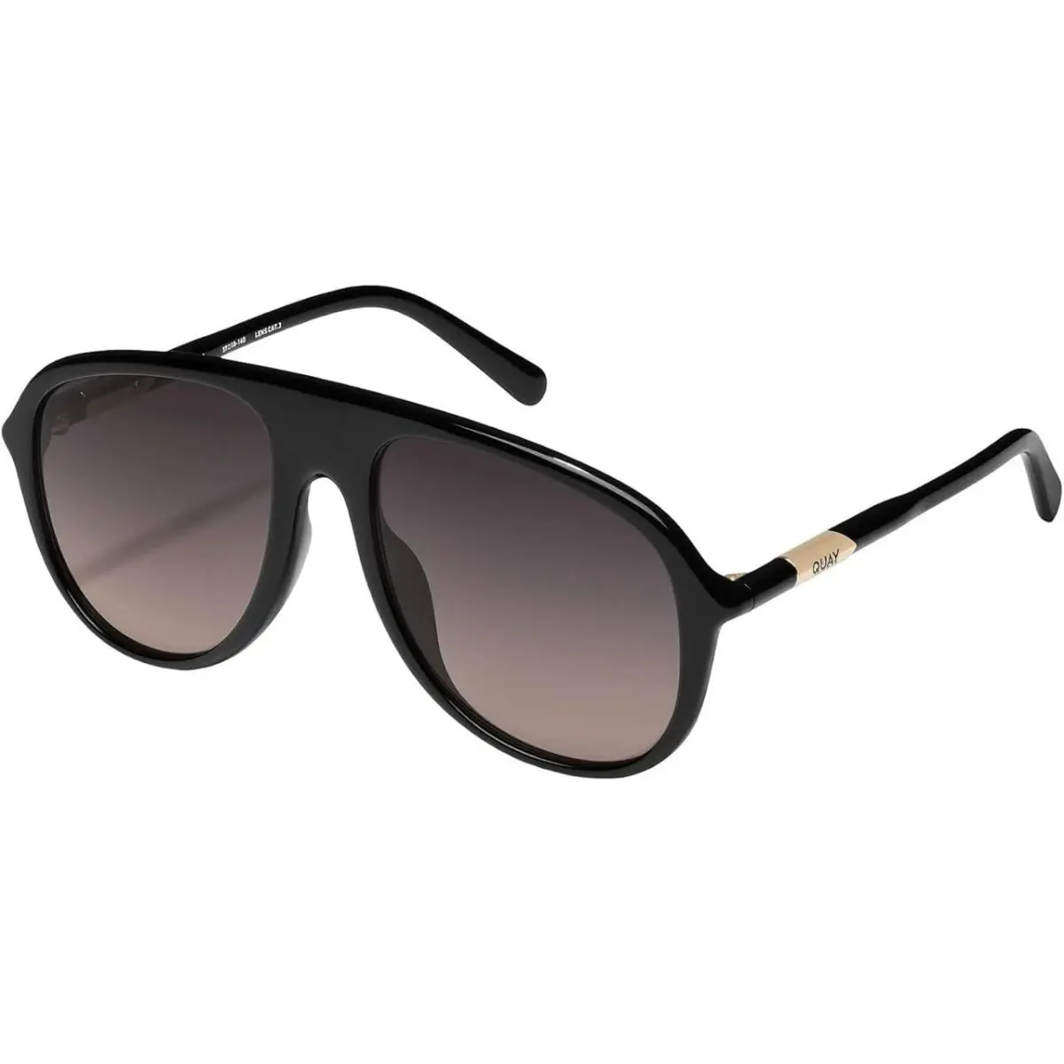 Quay Australia Chart Topper Mens Pilot Sunglasses in Gloss Black/smoke Grey 57mm