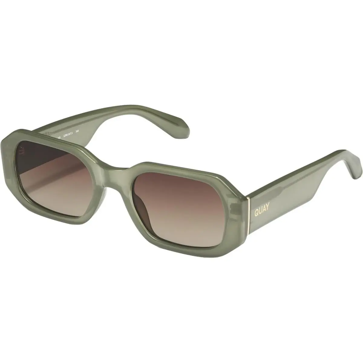 Quay Australia Hyped Up Unisex Hexagonal Sunglasses Crystal Jade Green/brown 53m