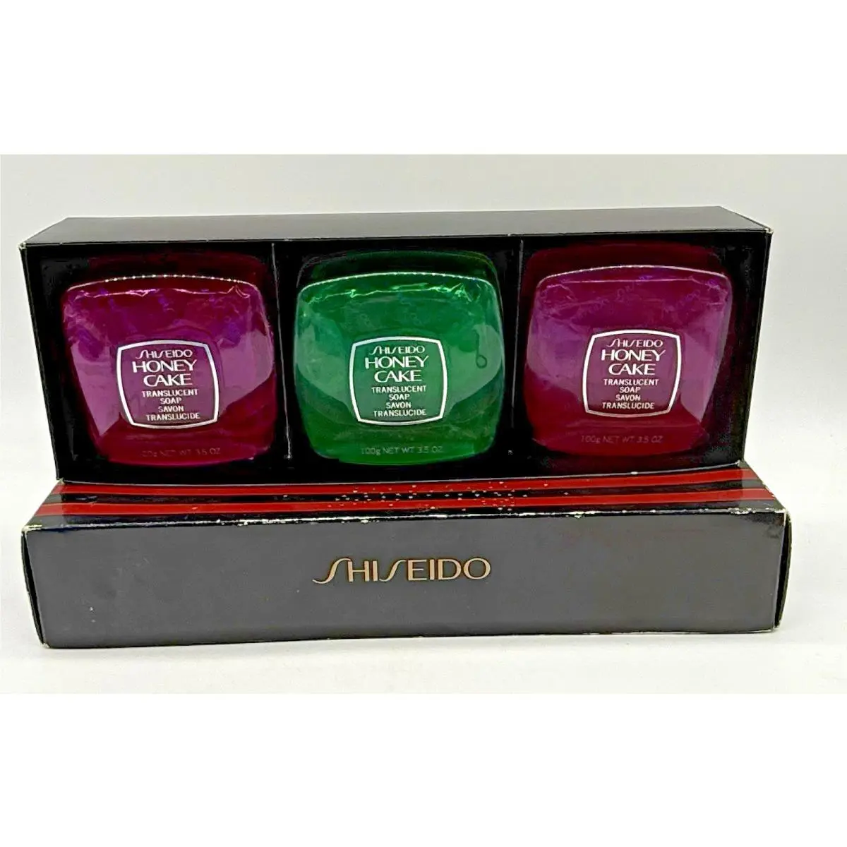 Vintage Shiseido Honey Cake Translucent Soap Japan Set Ruby Emerald