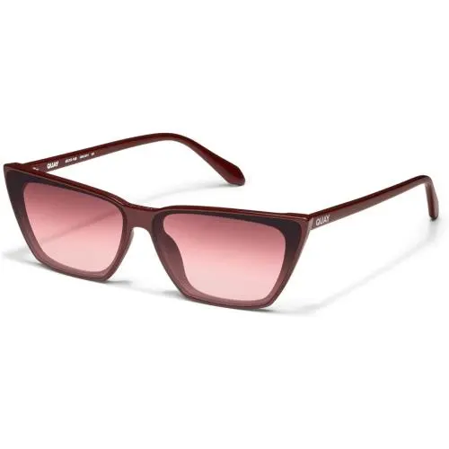 Quay Australia Bad Habit Womens Cat Eye Designer Sunglasses Oxblood Red/red 65mm