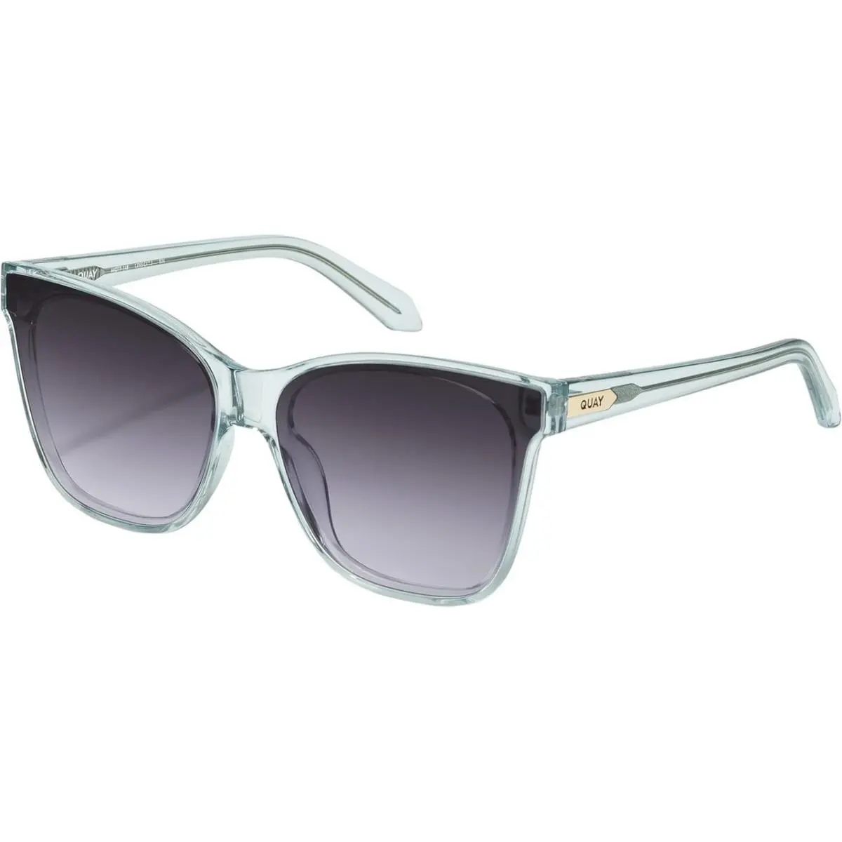 Quay Australia After Party Square Sunglasses in Clear Aqua Blue/smoke Grey 66 mm