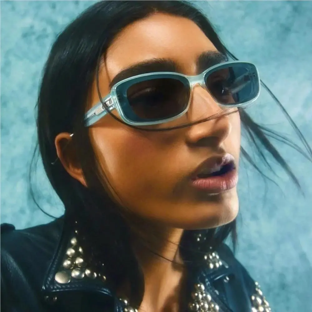 Quay Vibe Check Small Sunglasses in Mint + Logo Pouch
