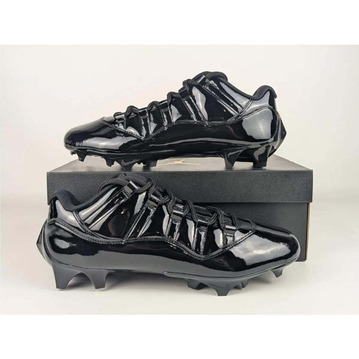 Nike Air Jordan 11 Low TD Patent Black Football IQ8113-001 Men`s Size 11
