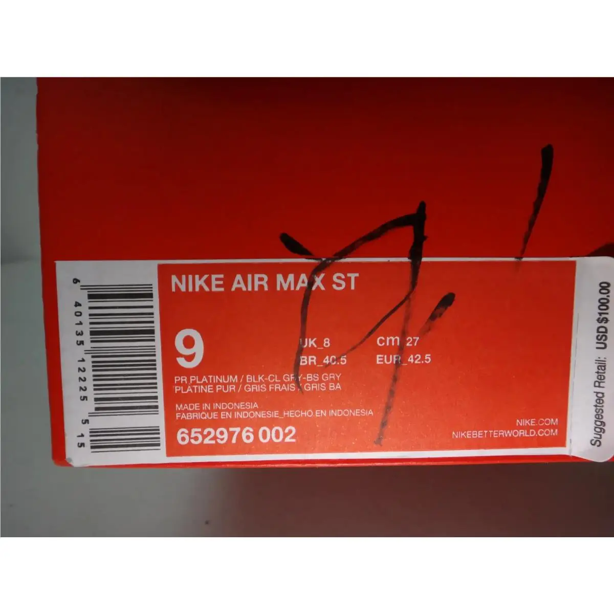 Nike shoes - Air Max ST - Air Max - 652976-002 - Pure Platinum Black Cool Grey 1