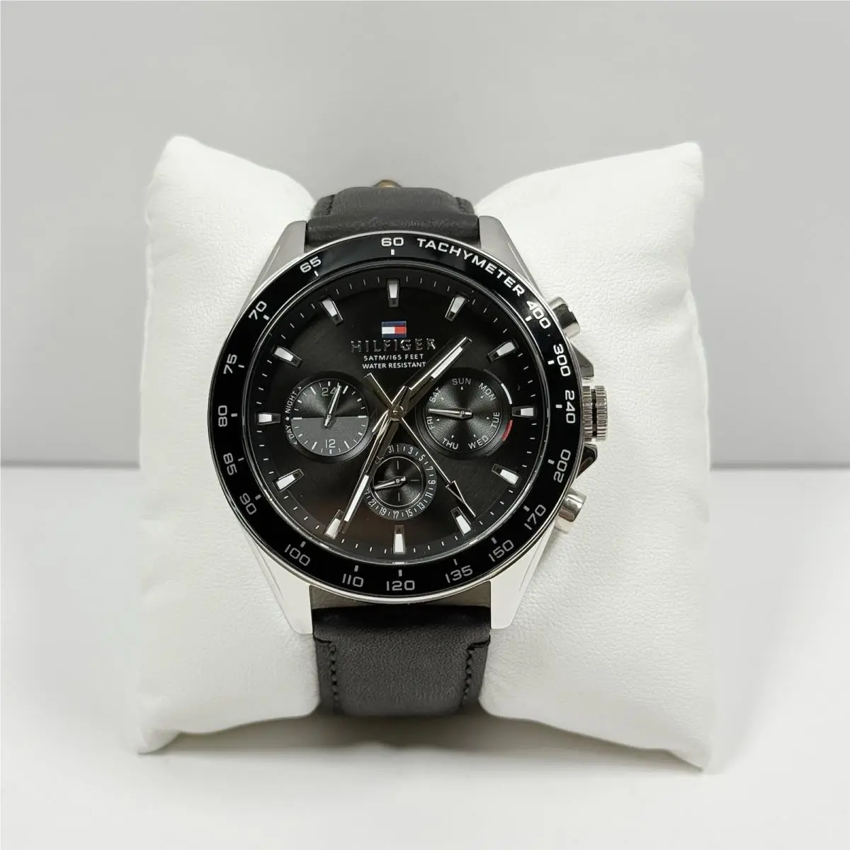 Tommy Hilfiger Owen 1791964 Multifunction Black Dial Black Leather Men’s Watch