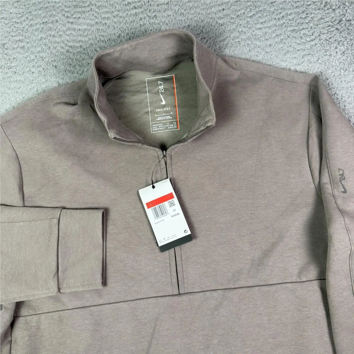 Nike 24.7 Impossibly Soft 1/2 Zip Pullover Mens L Stone Sweatshirt HQ6953-289