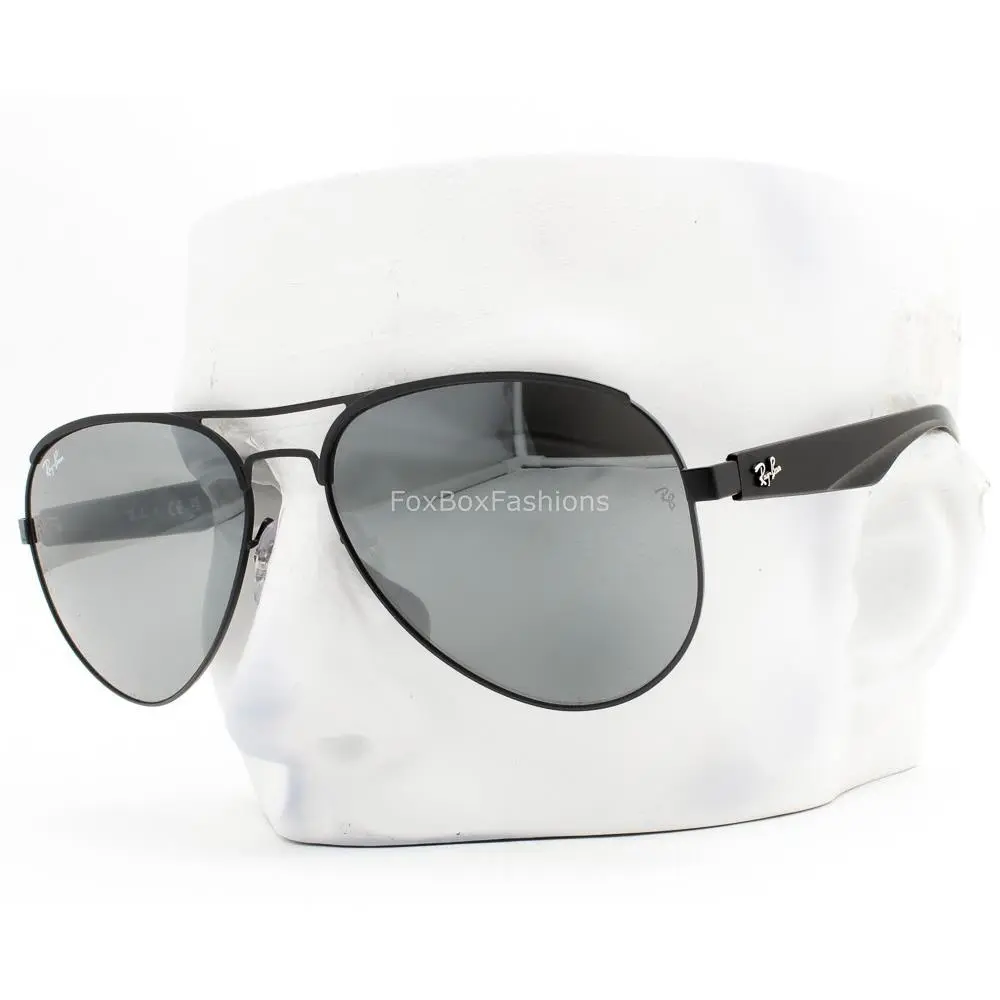 Ray-ban Aviator Sunglasses RB 3523 006/6G Matte Black Silver Mirror 59mm W/case