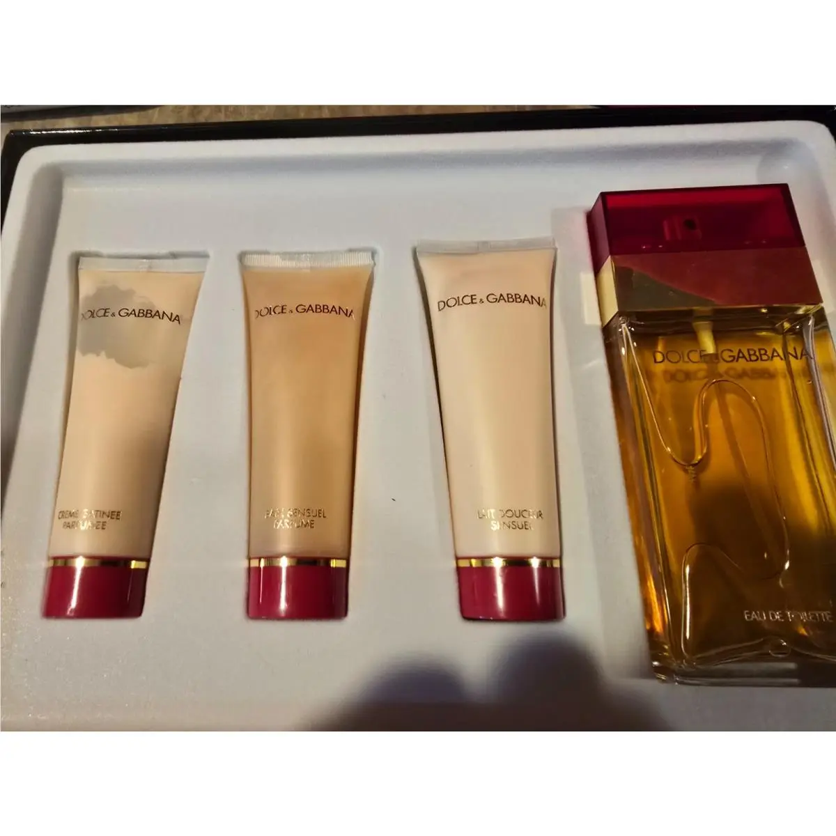 Dolce Gabbana 4 Piece Set Eau de Toilette Spray 3.4 fl oz Body Milk Cream