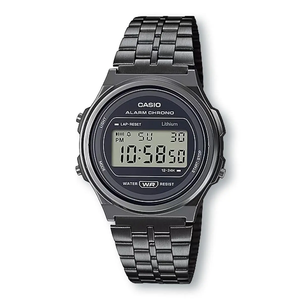 A171WEGG-1A Unisex Stainless Steel Black Chrono Alarm Lcd by Casio