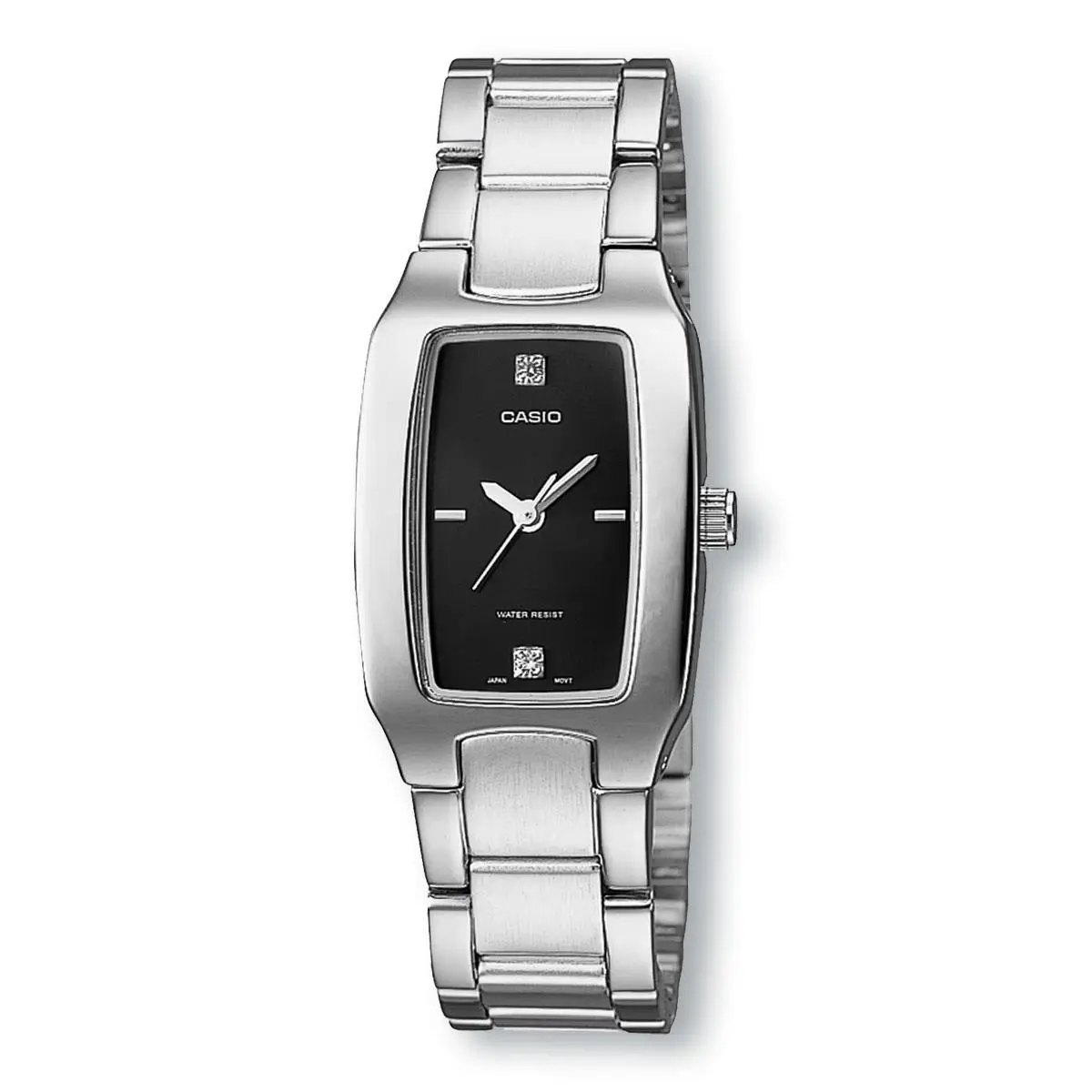 Enticer LTP1165A-1C2 Classic Stainless Steel Bracelet Watch Black Dial by Casio