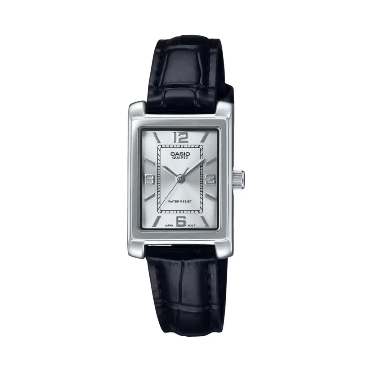 Women`s Silver Dial Analog Watch Black Leather Band - LTP-1234LL-7ADF by Casio