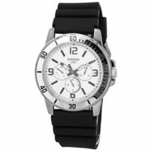 MTP-VD300-7B Standard Analog Resin Strap White Dial Quartz Mens Watch Blue by Casio