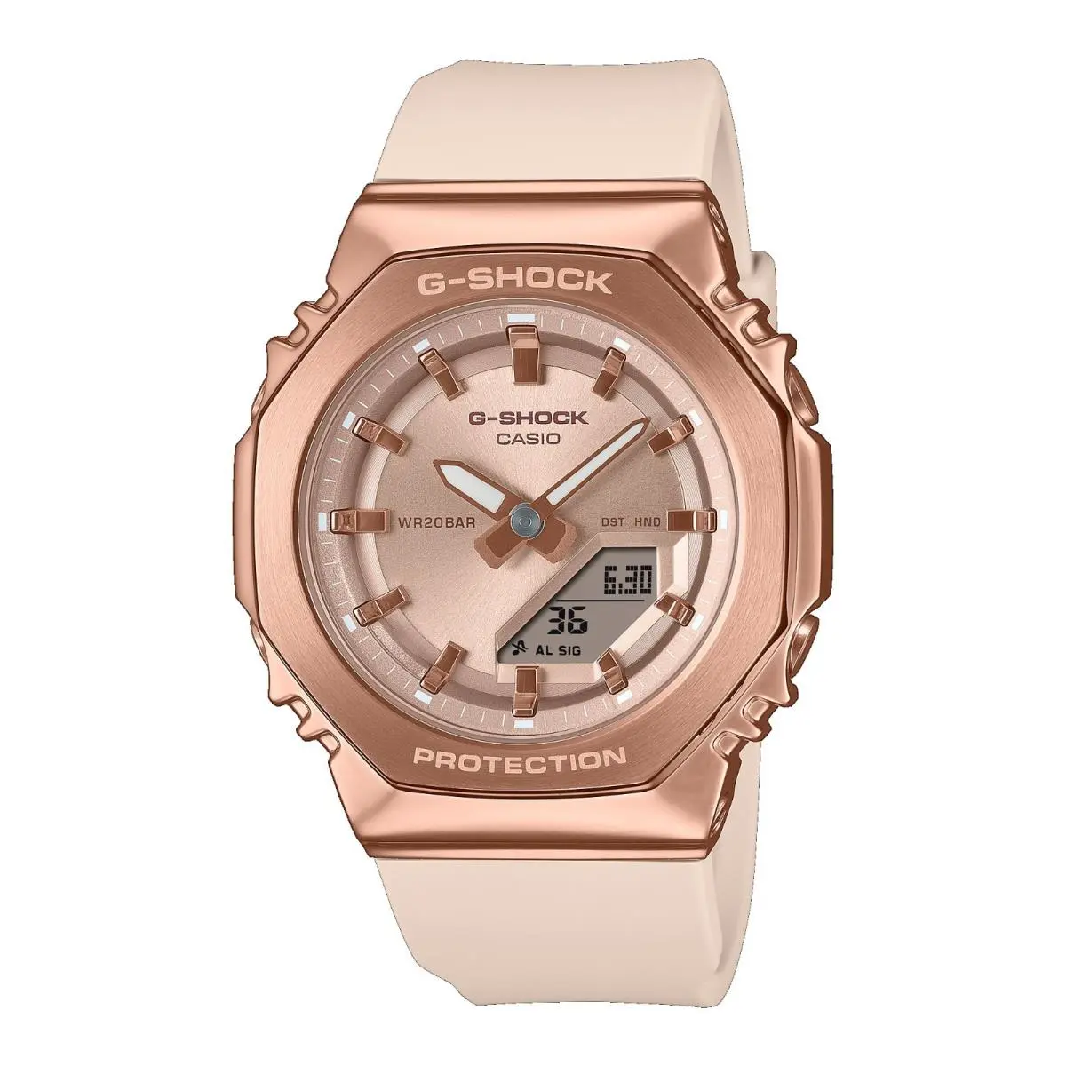 Casio GMS2110PG-4A Women`s Rose Gold Tone Analog Digital G Shock Watch