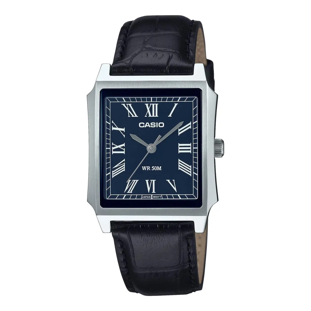 MTP-B190L-2B Men`s Blue Dial Leather Strap Quartz Watch – by Casio