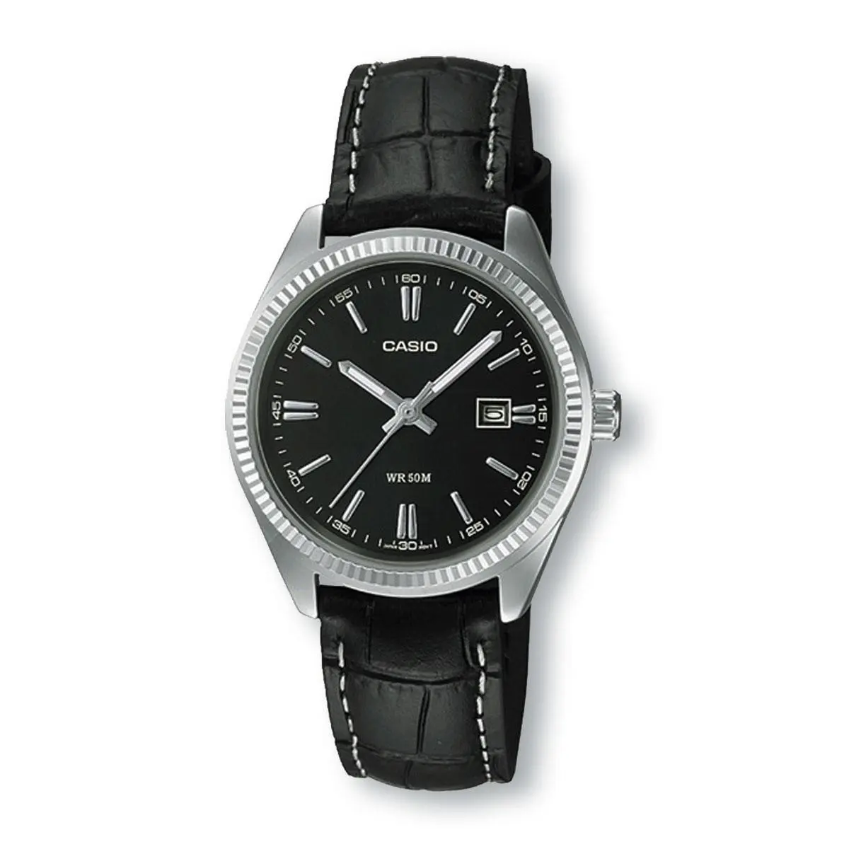 LTP1302L-1A Ladies Analog Black Leather Band Watch by Casio