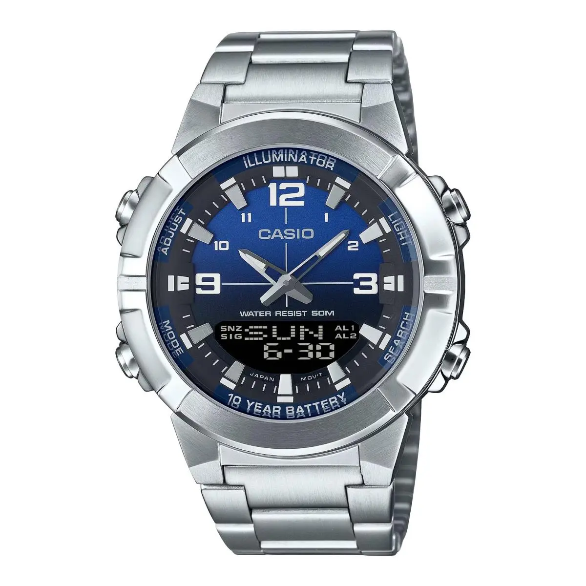 Casio Men`s Blue Dial Analog Watch Stainless Steel Bracelet - AMW-870DA-2A1VDF