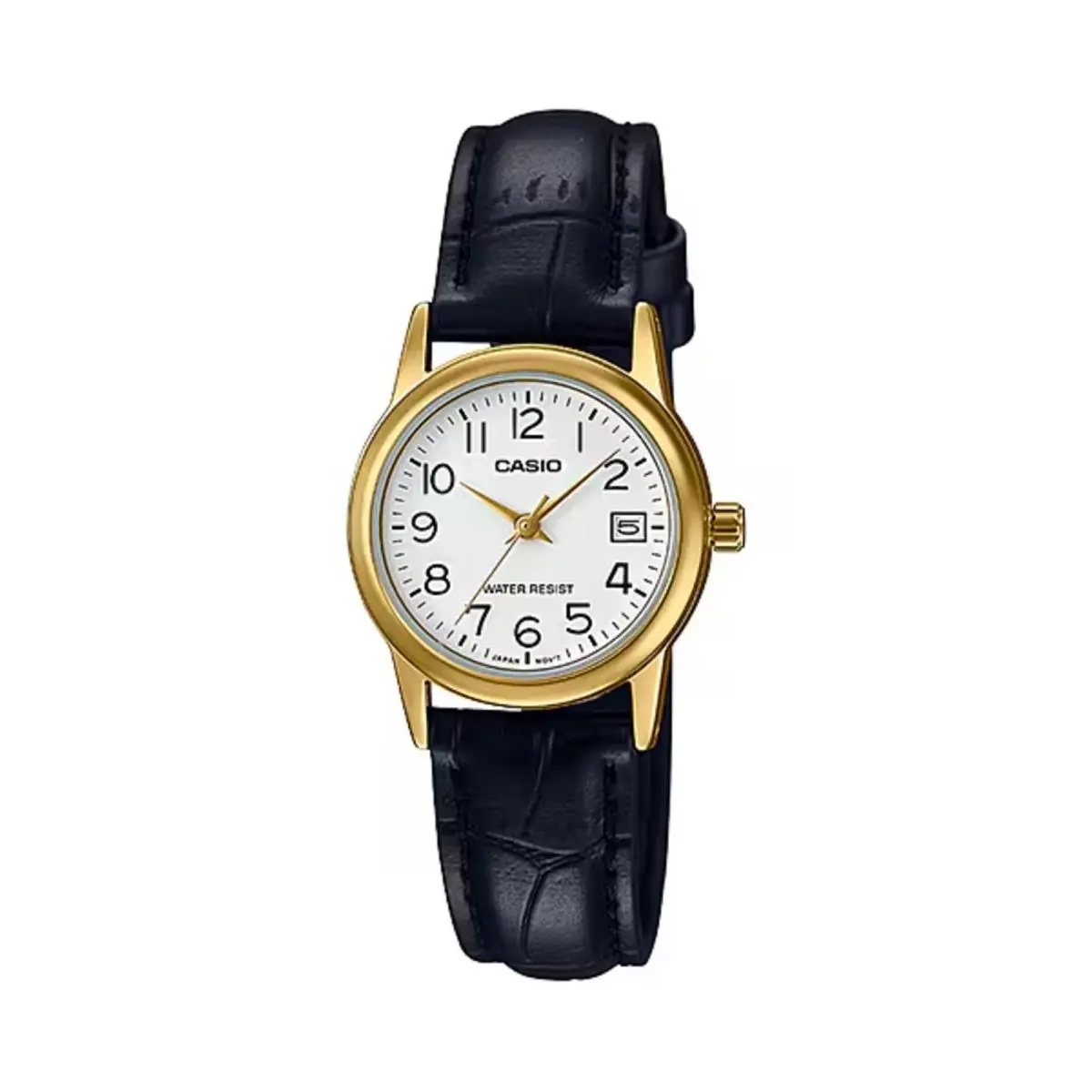 Casio Women’s Gold-tone White Dial Leather Band Analog Watch - LTP-V002GL-7BUDF