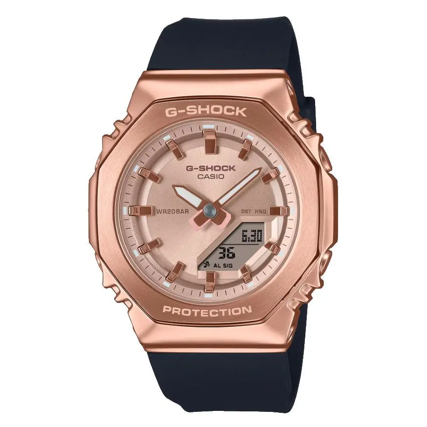 G-shock Analog/digital Black Resin Rose Gold Case Watch GMS-2110PG-1A4 by Casio