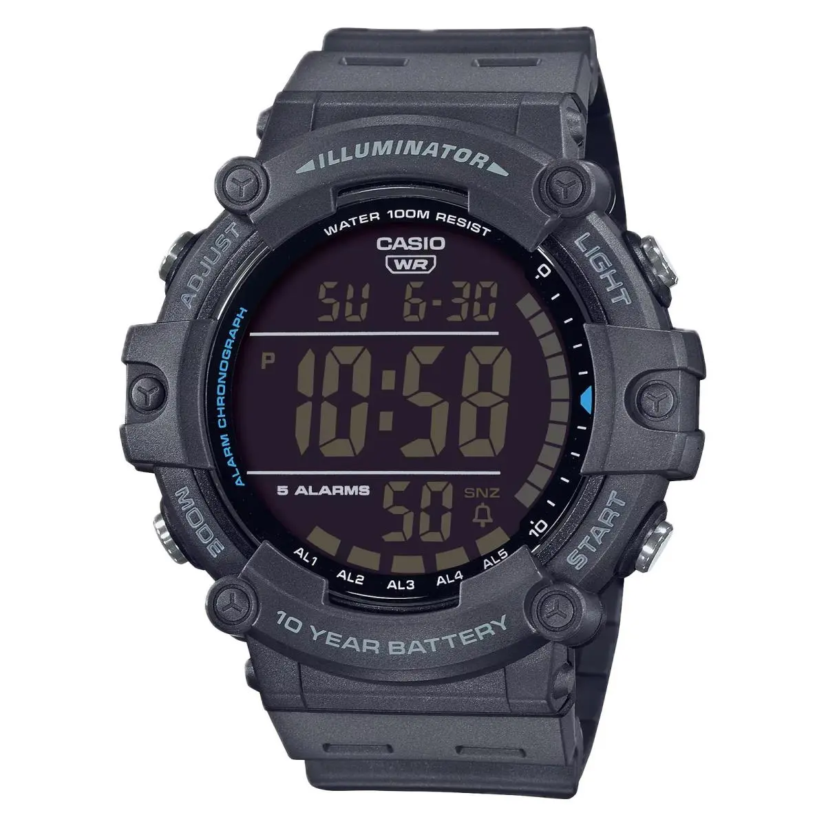 Men’s Dark Gray Digital Watch with Black Dial - AE-1500WH-8BV by Casio