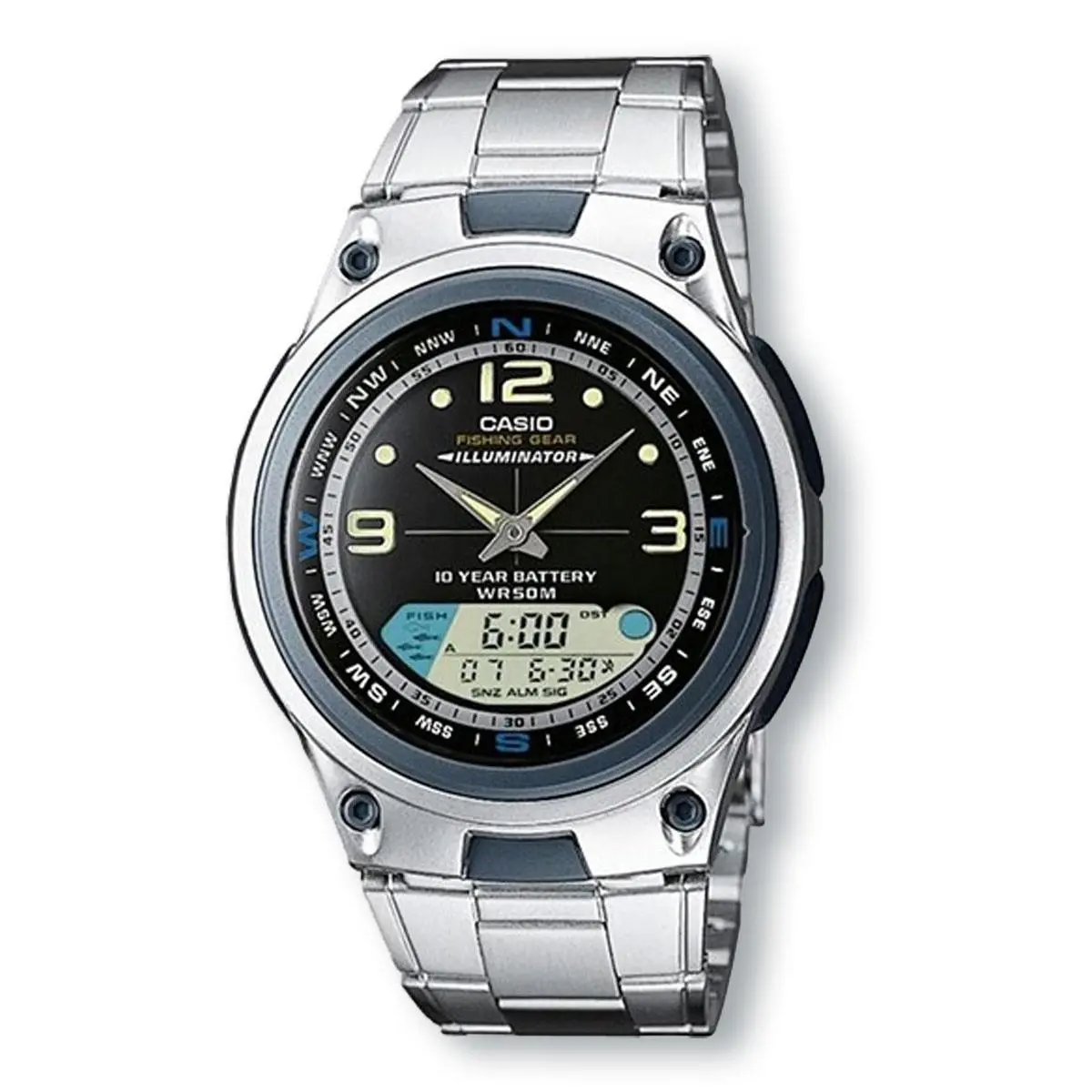 AW82D-1A Analog/digital Combination Fishing Gear Stainless Steel Watch by Casio