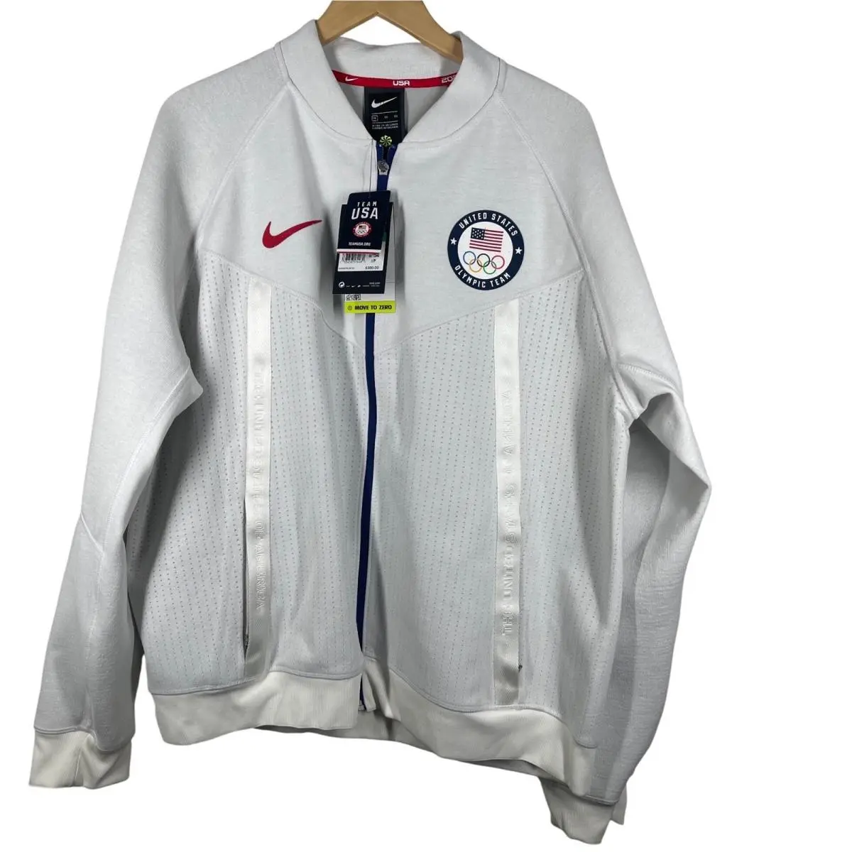 Nike Team Usa Olympic Medal Stand Jacket White XL CK4587-100 Full Zip Bomber