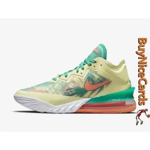 Nike 2021 Lebron James 18 Low Summer Refresh Lime / Bright Mango Size 8.5