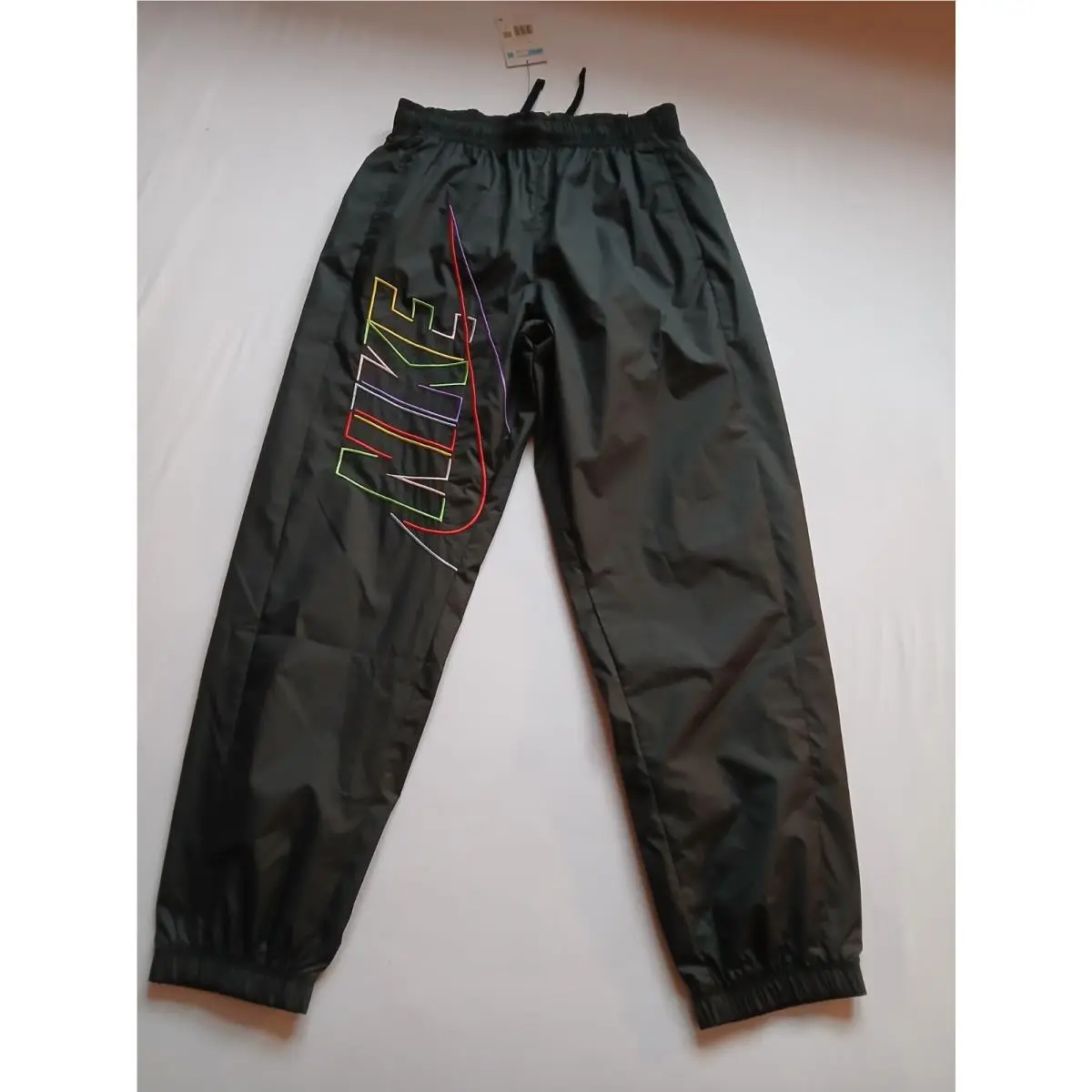 Nike Jogger Pant Men`s M Black Swoosh Logo Embroidered Drawstring DX0622-010 N99