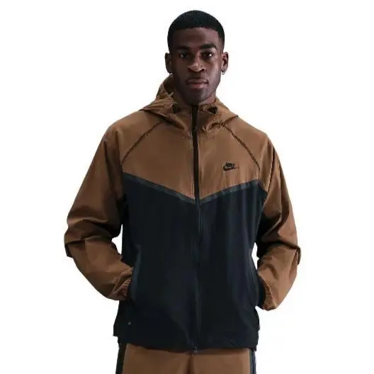 Nike Tech Woven Full-zip Jacket Brown Black HM7151-017 Mens Size Small