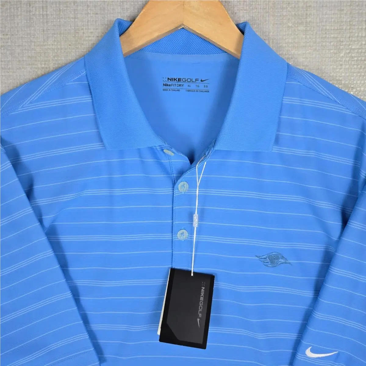 Nike clothing - short sleeve collared stretchy golf casual tennis UV sun protection button up front down sport shirt chest length performance wicking swoosh logo dri dry fit disney cruise line walt disney mickey - Blue 0
