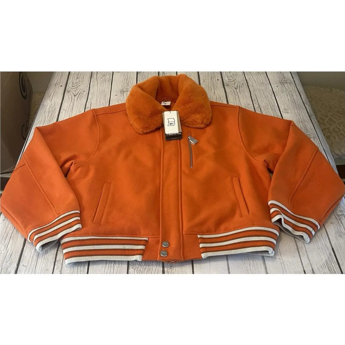 Nike Naomi Osaka Full Zip Varsity Wool Jacket Orange Size Small HV2058-893