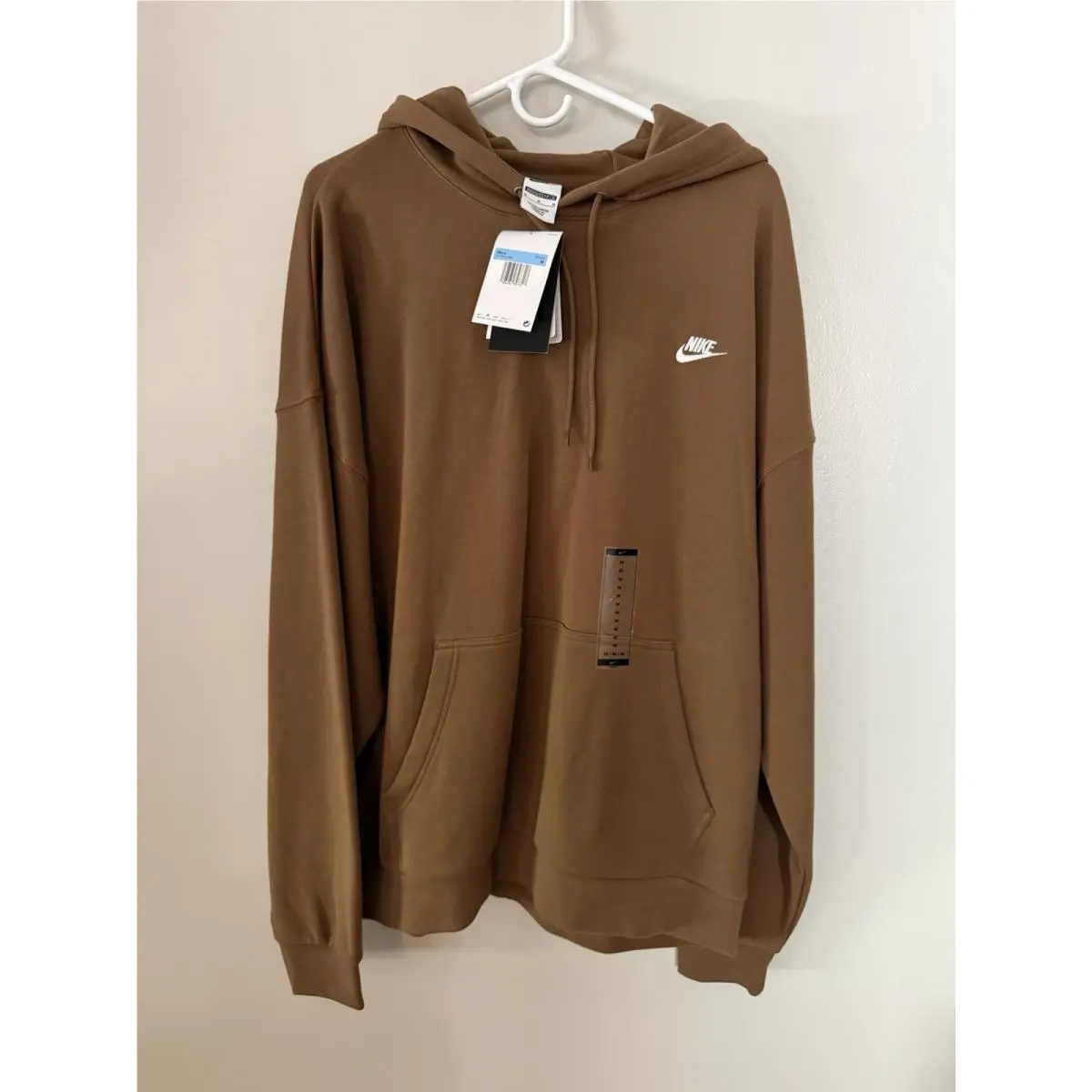 Nike Hoodie Sweatshirt Oversized French Terry Sportswear HJ1816-235 Tan Medium