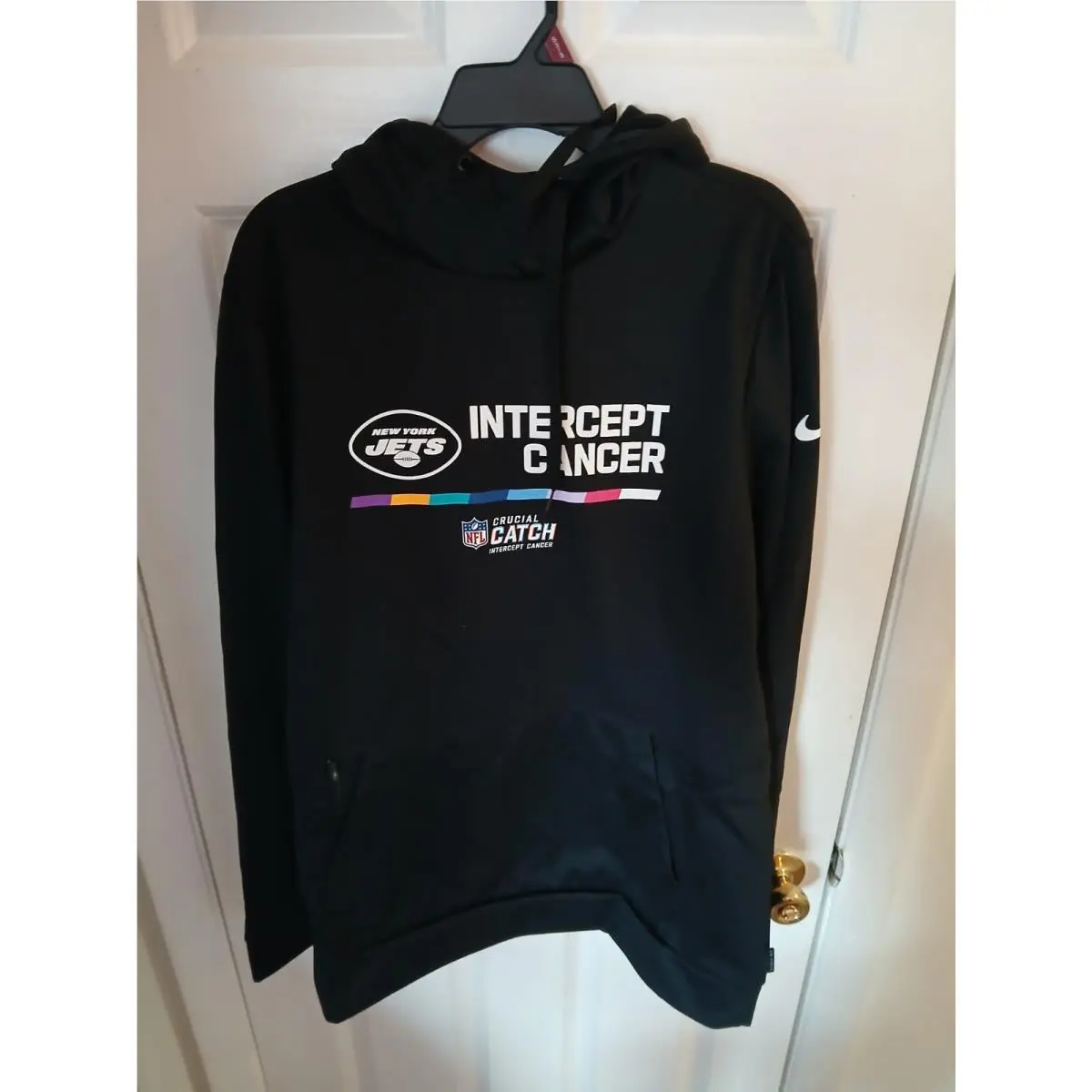 Nike Therma-fit Hoodie Men`s L-tall Black York Jets Nfl Team DQ1969-101 N109