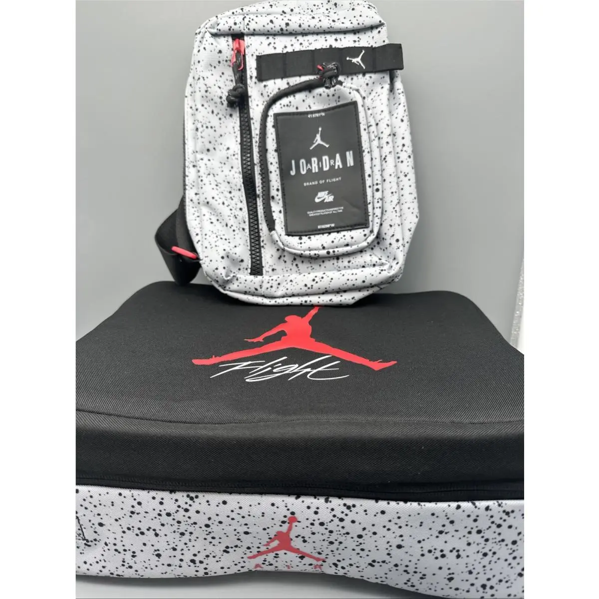 Air Jordan Flight Black/cement/red Sneaker Carry Crossbody Bag by Nike